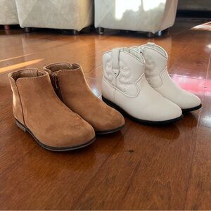 Toddler Tan and White Ankle Boots